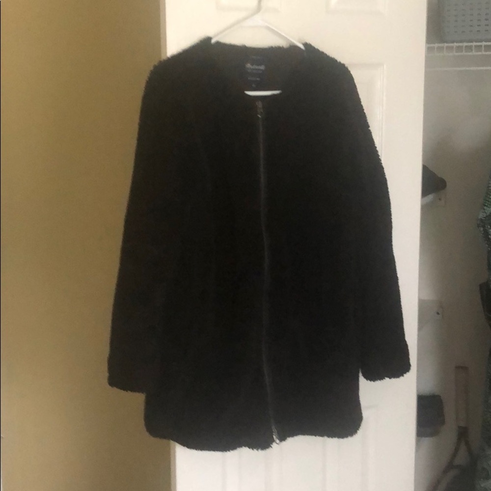 EXC Madewell Black ‘Fur’ coat - large
